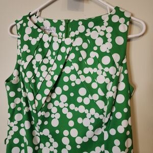 dressbarn Emerald and White Dot Dress